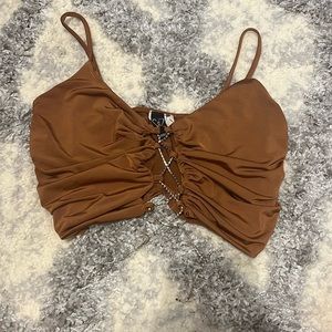 Brown tie up going out top size small